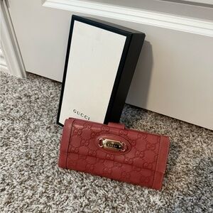 Gucci Embossed Red Leather Wallet